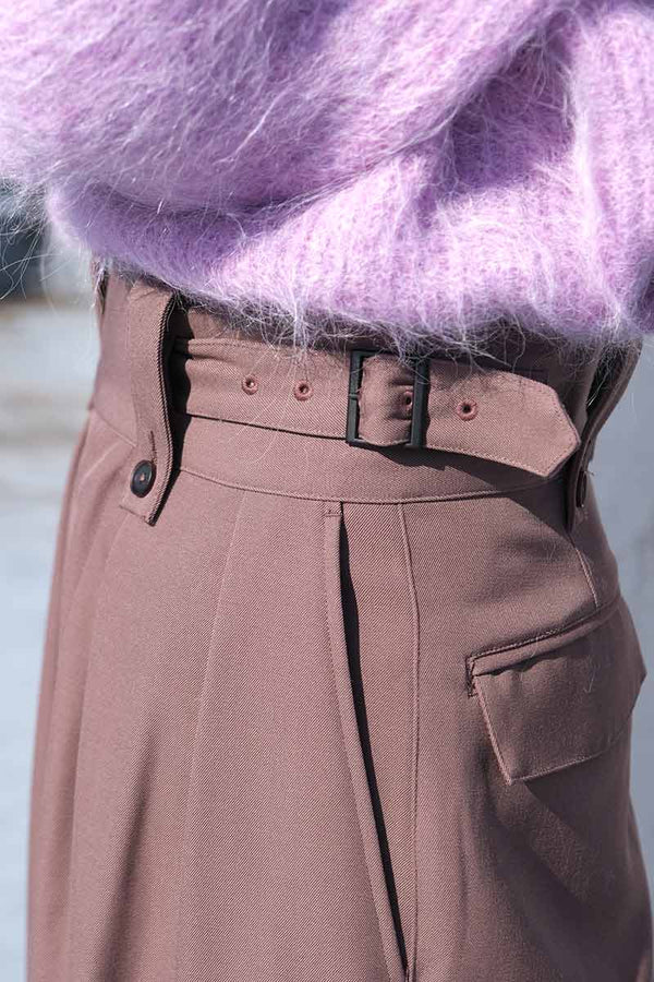 HEAVY WOOL GABARDINE GURKHA CARGO PANTS .11 / ROSE GREY [STOCK EXCLUSIVE]