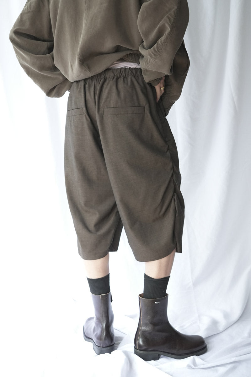 S18 NO.330 SUMMER WOOL DRAPED SHORT TROUSERS / BROWN [金沢店]