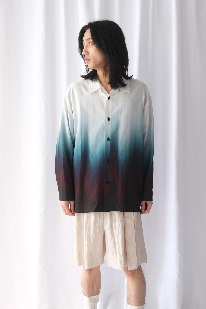 BASSEN PRINT OVER SHIRT / BLUE GRAY
