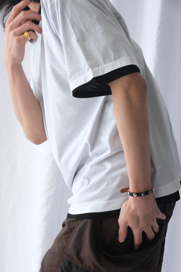 SHEER COTTON REVERSIBLE TEE / WHITE×BLACK