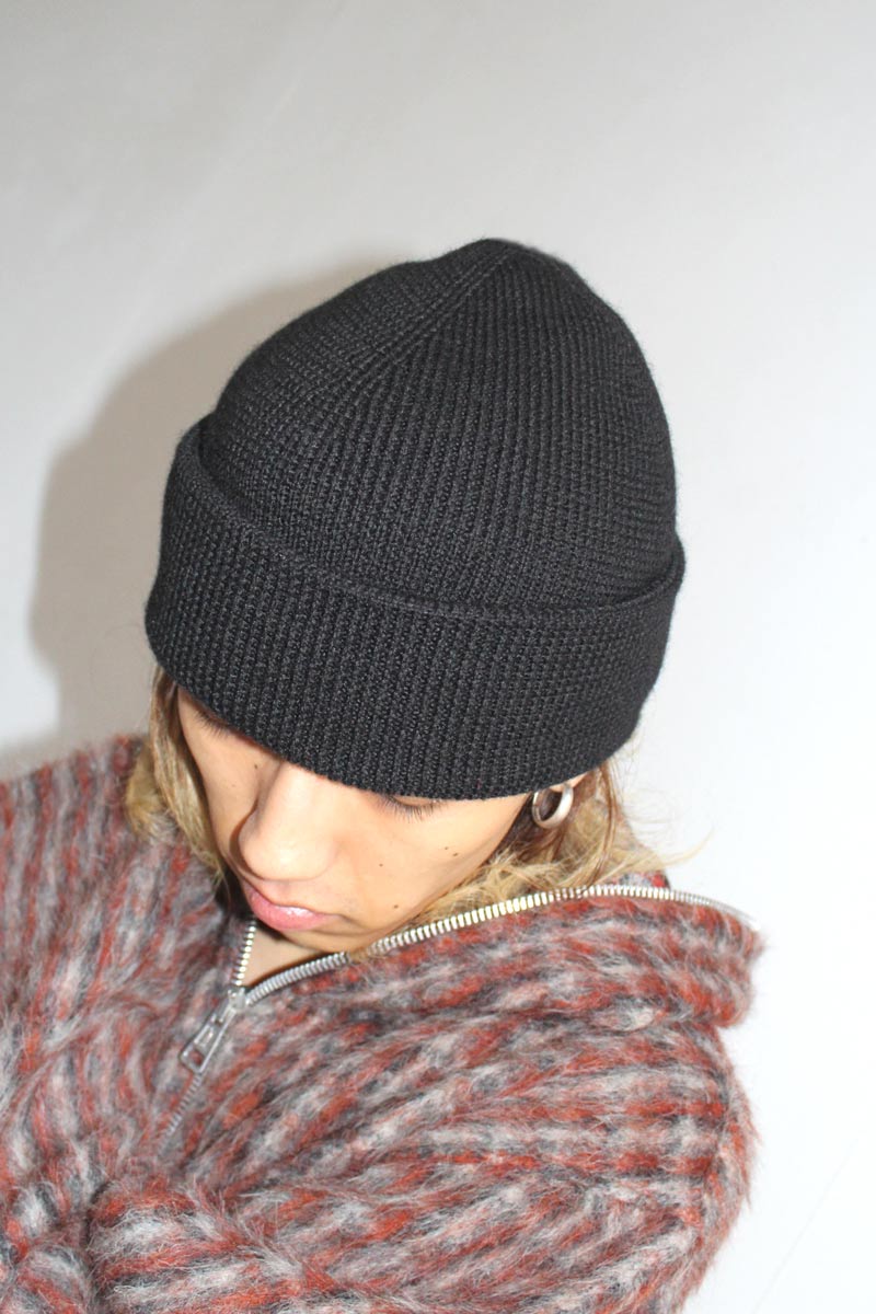 OUR LEGACY | KNIT HAT / BLACK RUSTIC MERINO ニットキャップ – STOCK