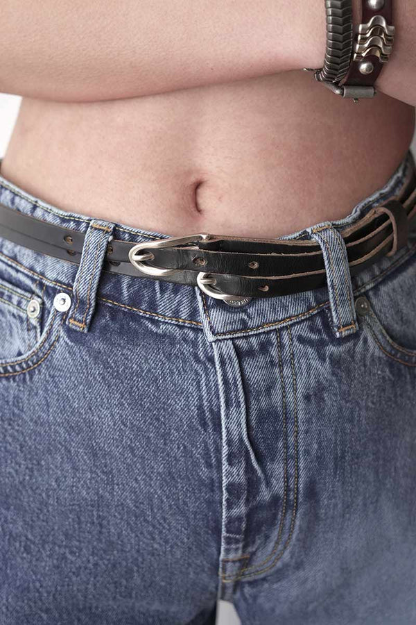 TWIN TONGUE BELT / BLACK CHROMEXCEL LEATHER [Scheduled for arrival in AW26]