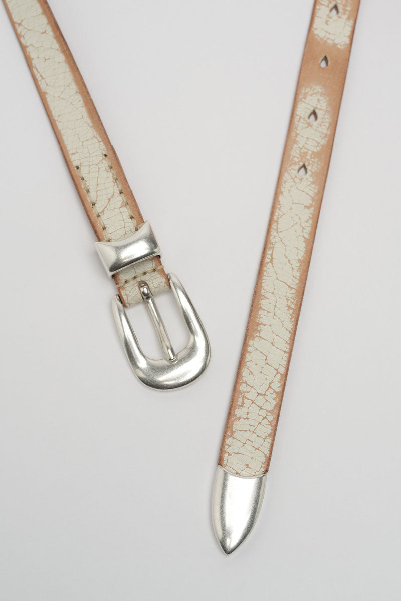 OUR LEGACY | 2CM BELT / OFF WHITE CRACKED LEATHER レザーベルト – STOCK