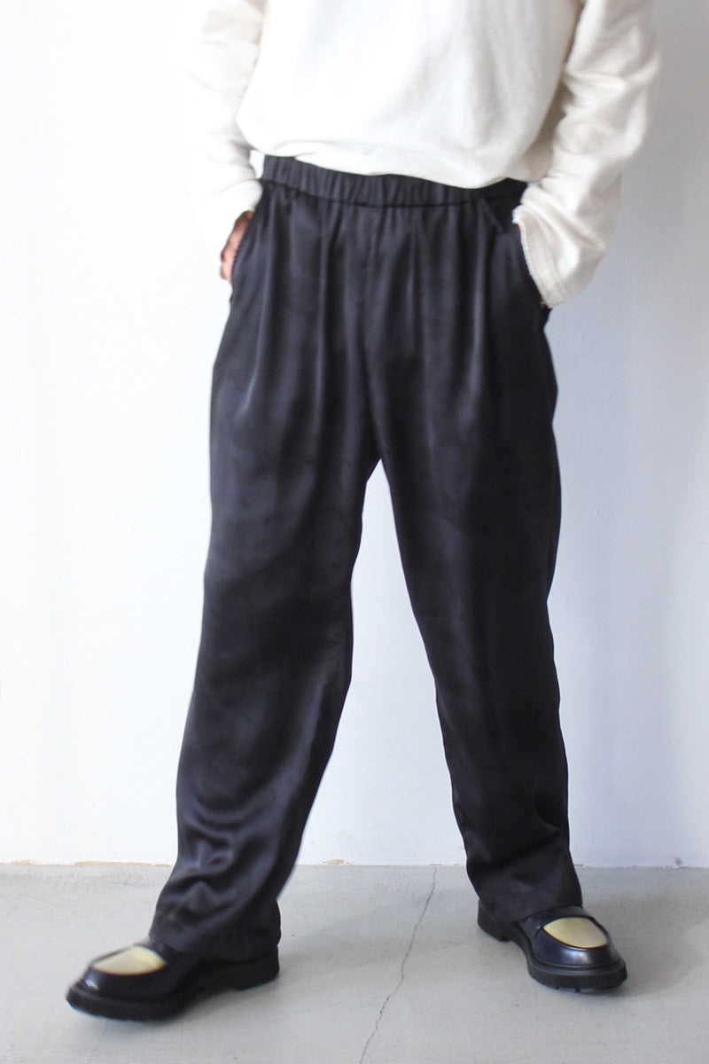 VINTAGE SATIN HALF TONE EASY PANTS / BLACK [40%OFF]