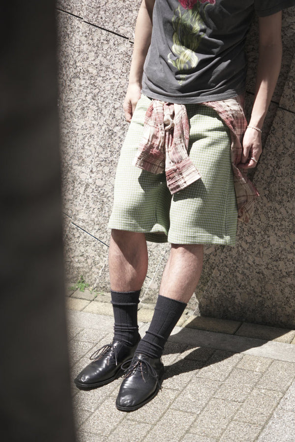 NASEDO SHORTS / SOFT GREEN CHECK