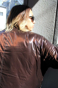 BOX JACKET / SHINY BROWN NYLON