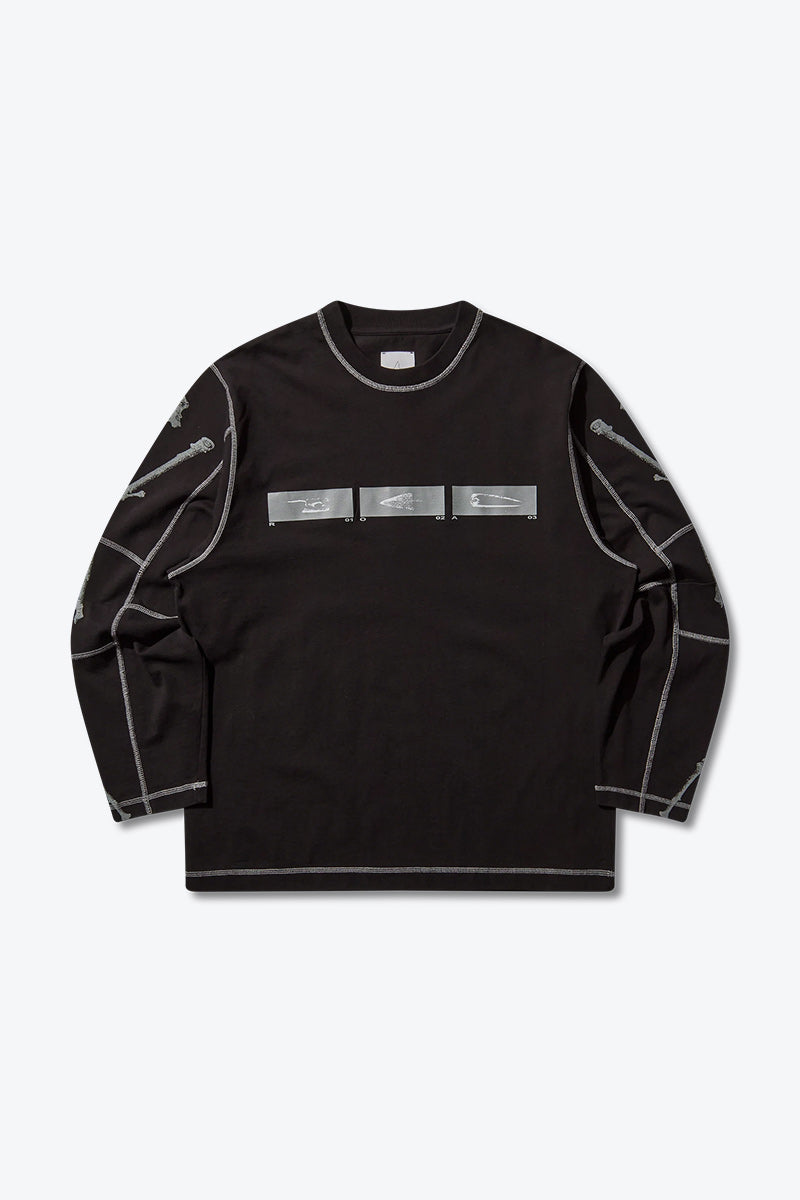 STICKS STITCH ORGANIC LONG SLEEVE / BLACK