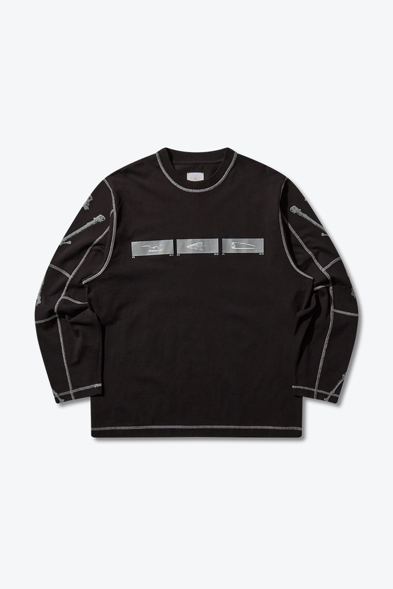 STICKS STITCH ORGANIC LONG SLEEVE / BLACK