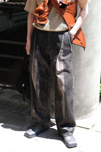 2TUCK WIDE DENIM CORTED PANTS -ENTASIS Mk-Ⅱ- .11 / CORTED CHOCOLATE