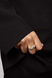 ALMOST RING THIN / CARVED SILVER