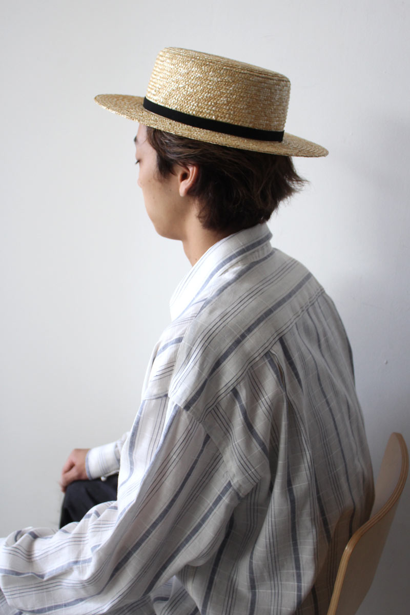 10mm WHEAT BRAID BOATER HAT / NATURAL 