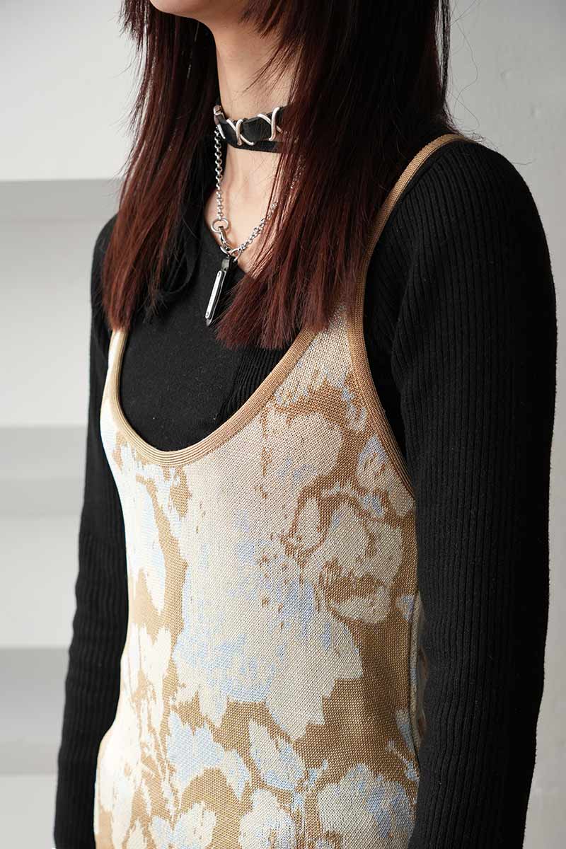 SLIP DRESS / YELLOW WALLPAPER JAQUARD [20%OFF]