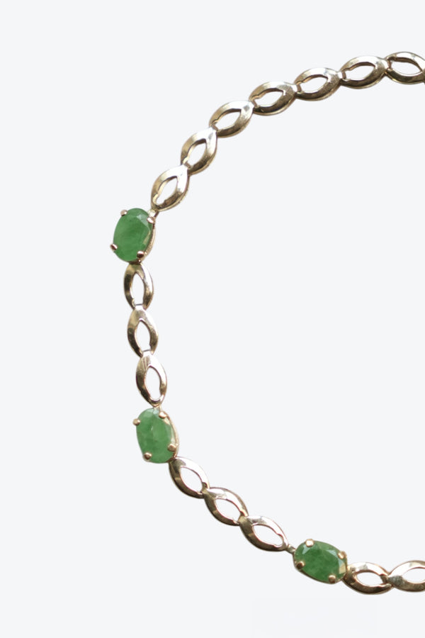 MADE IN MEXICO 14K GOLD BRACELET w/GREEN STONE 3.11G / GOLD