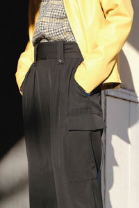 HEAVY WOOL GABARDINE GURKHA CARGO PANTS .11 / BLACK