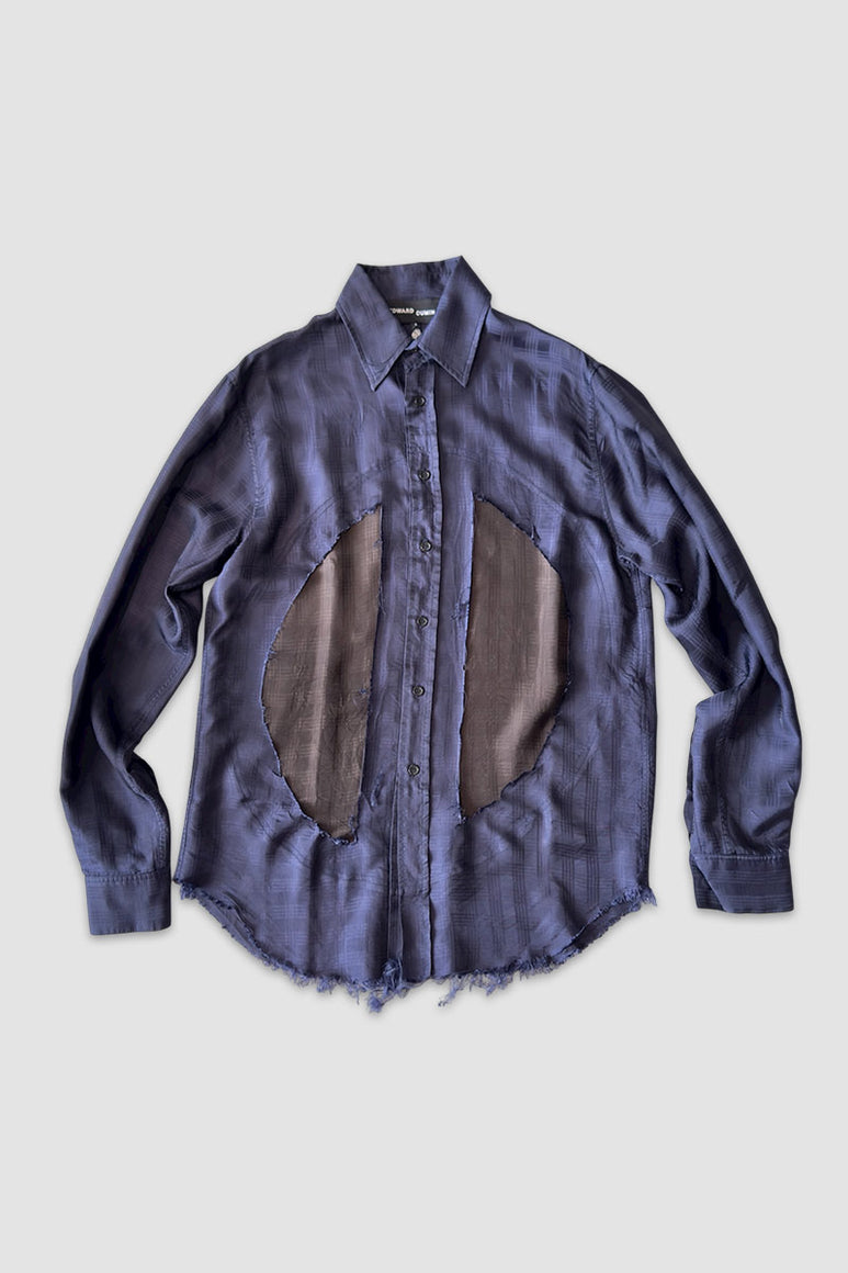 LUNG WINDOW SHIRT / NAVY/DEEP BROWN