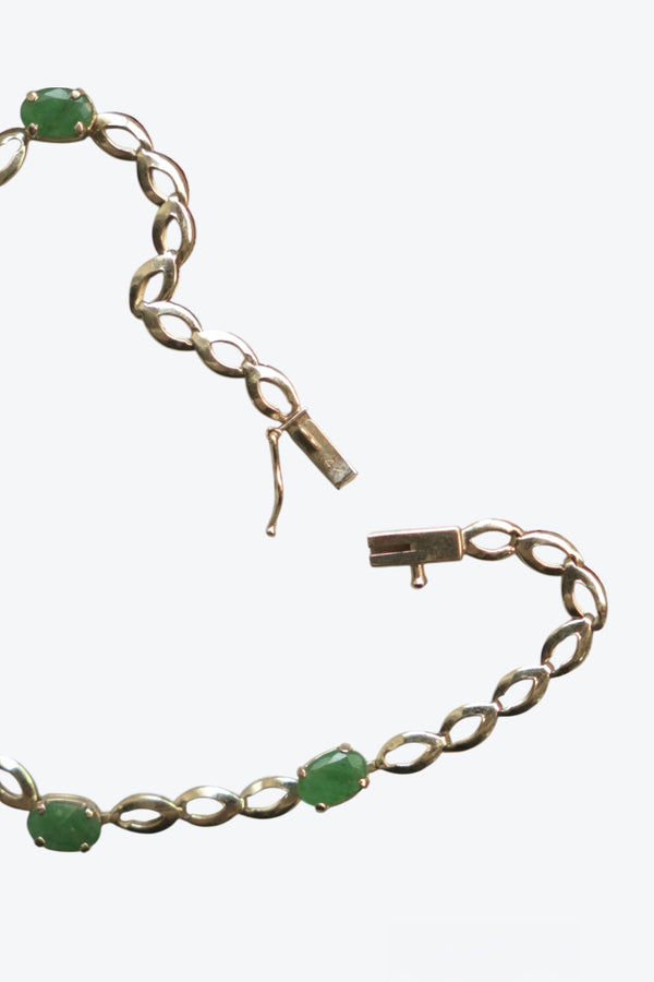 MADE IN MEXICO 14K GOLD BRACELET w/GREEN STONE 3.11G / GOLD