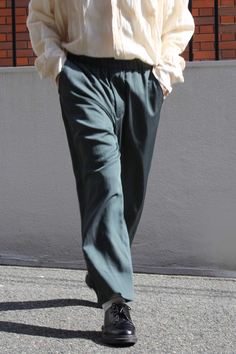 VISCOSE WOOL STRETCH EASY PANTS / GREEN