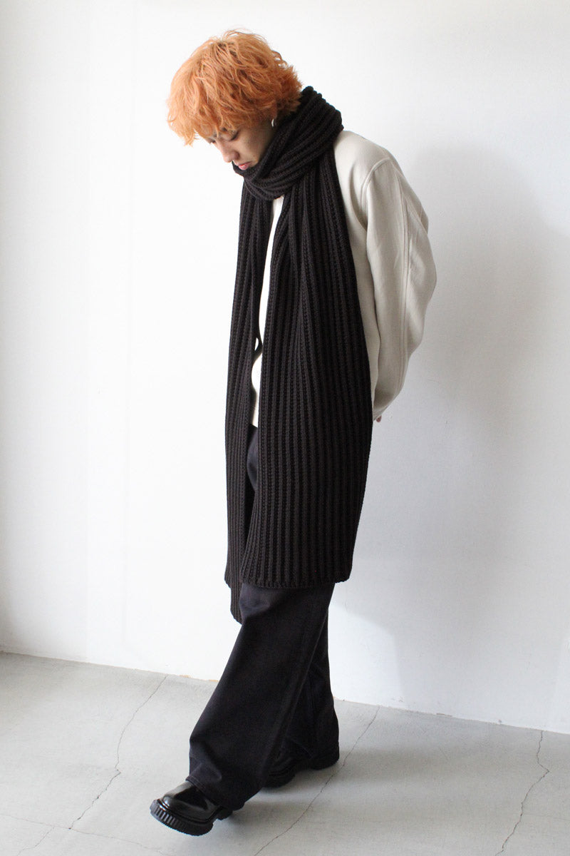 SCARF OPEN RIB-WOOLY / BROWN [40%OFF]