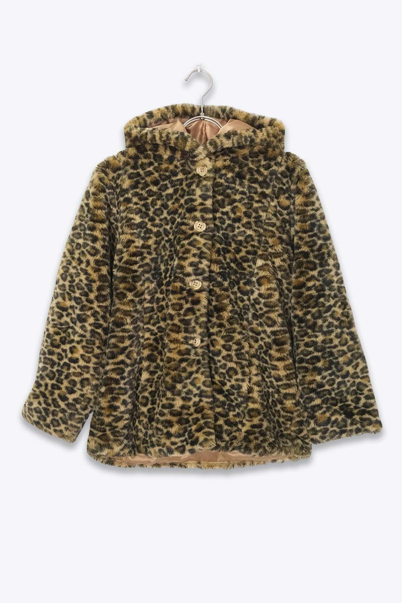 NO BRAND | LEOPARD FUR HOODIE JACKET [USED]
