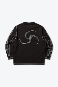 STICKS STITCH ORGANIC LONG SLEEVE / BLACK