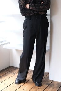 SUPER140 PINTUCK BAGGY EASY TROUSERS .12 / BLACK