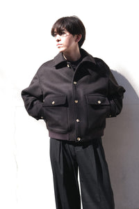 FLIGHT JACKET BRUSHED WOOL MELTON / BLACK KHAKI  [神戸店]