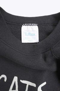 TULTEX | MADE IN USA 80'S CATS  PRINT RAGLAN SWEAT SHIRT / BLACK  [USED]