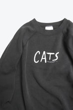 Load image into Gallery viewer, TULTEX | MADE IN USA 80&#39;S CATS  PRINT RAGLAN SWEAT SHIRT / BLACK  [USED]