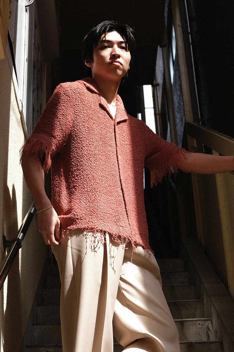 FAUSTO SHIRT / WASHED FRINGED RED