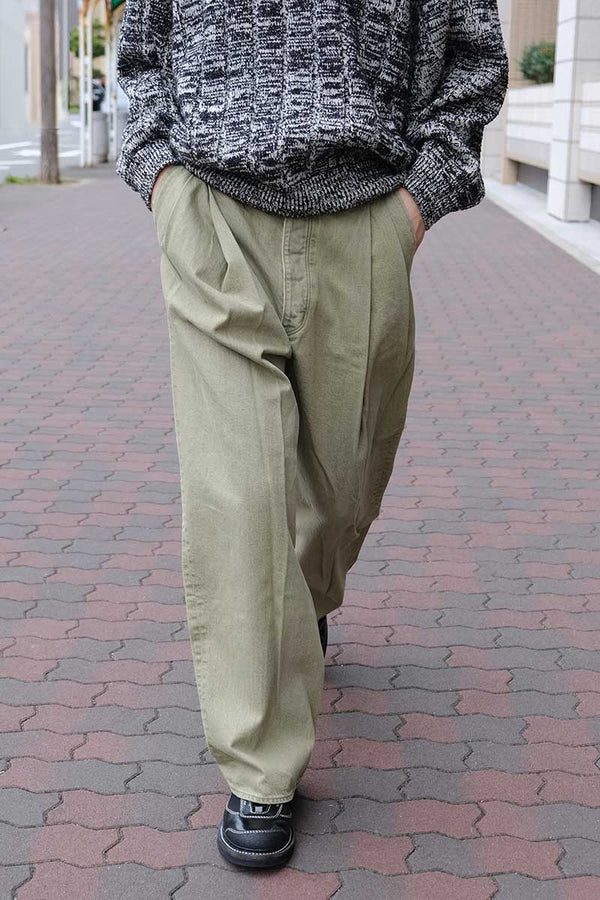 2TUCK WIDE DENIM PANTS -ENTASIS Mk-Ⅱ- .08 / MATCHA