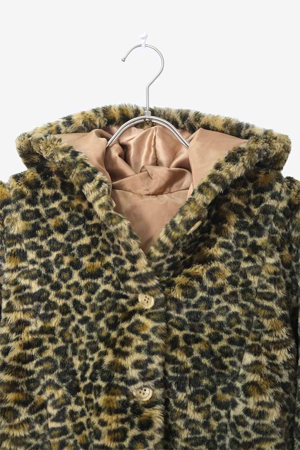 NO BRAND | LEOPARD FUR HOODIE JACKET [USED]