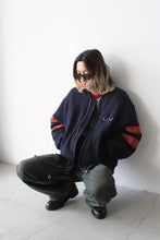 Load image into Gallery viewer, WOOL BOMBER JACKET / DARK BLUE/BLACK