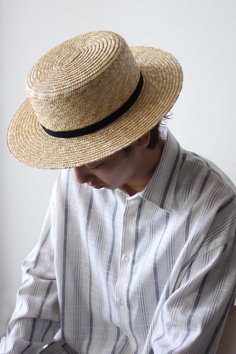 10mm WHEAT BRAID BOATER HAT / NATURAL 