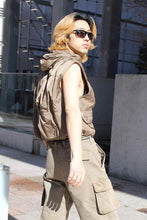 Load image into Gallery viewer, CROPPED EXHALE PUFFA VEST / CAVALRY OLIVE AERO NYLON