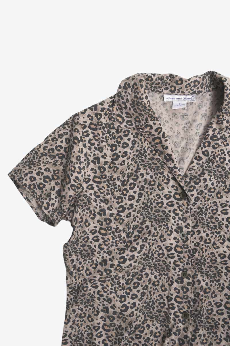 ANNA AND FRANK | 90' S S/S LEOPARD PATTERN SILK SHIRT / MULTI [USED]