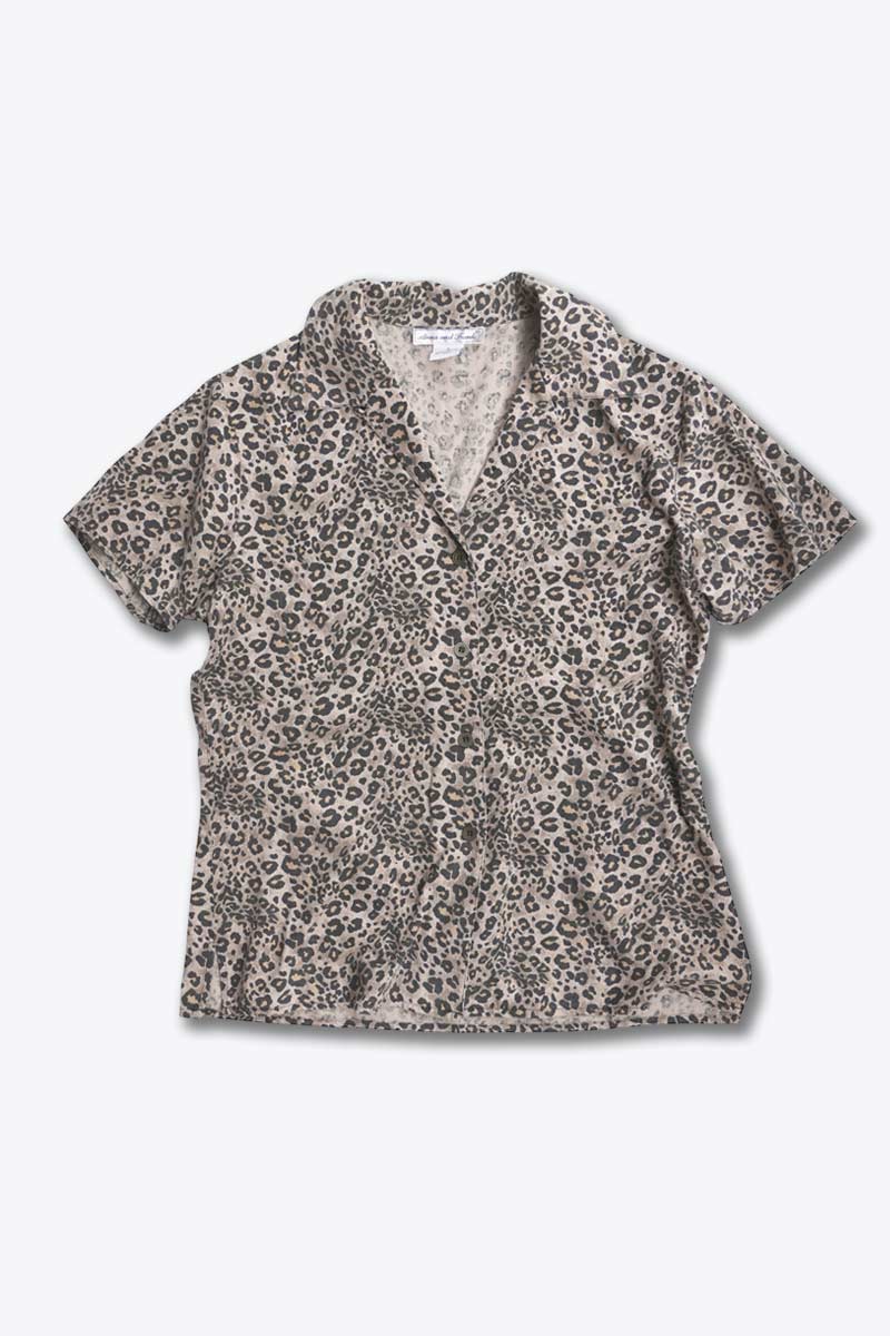 ANNA AND FRANK | 90' S S/S LEOPARD PATTERN SILK SHIRT / MULTI [USED]