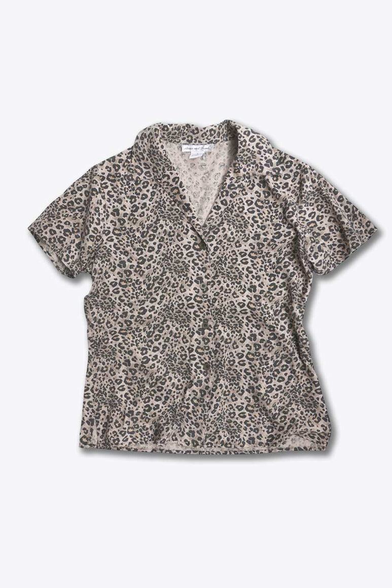ANNA AND FRANK | 90' S S/S LEOPARD PATTERN SILK SHIRT / MULTI [USED]