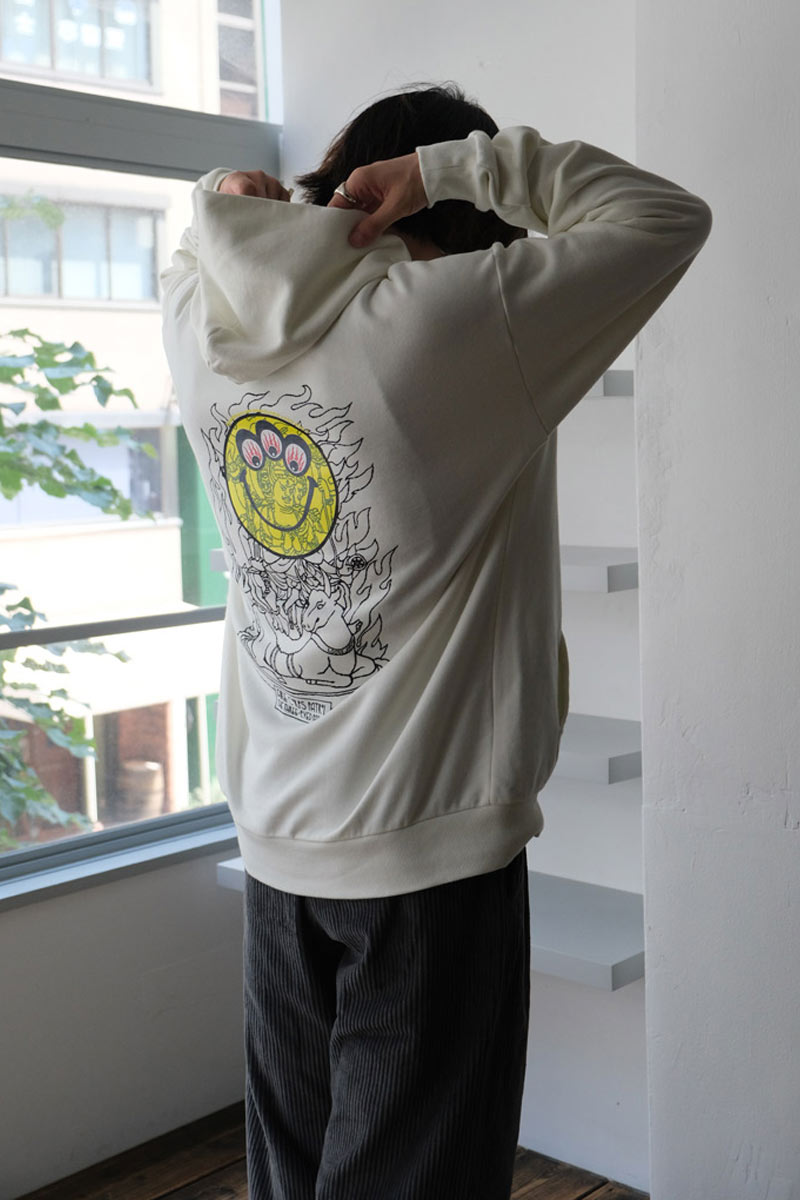 KATSUKI ARAKI -'EYE CONTACT' SWEAT HOODIE / OFF WHITE[60%OFF]