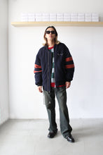 Load image into Gallery viewer, WOOL BOMBER JACKET / DARK BLUE/BLACK