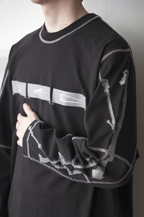 STICKS STITCH ORGANIC LONG SLEEVE / BLACK [20%OFF]