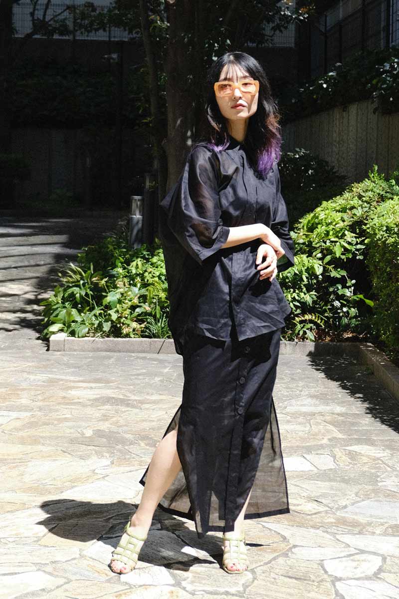 TRUNK SHIRT / BLACK ORGANZA [40%OFF]