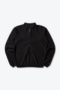PINCHED WOOL KNIT POLO / BLACK