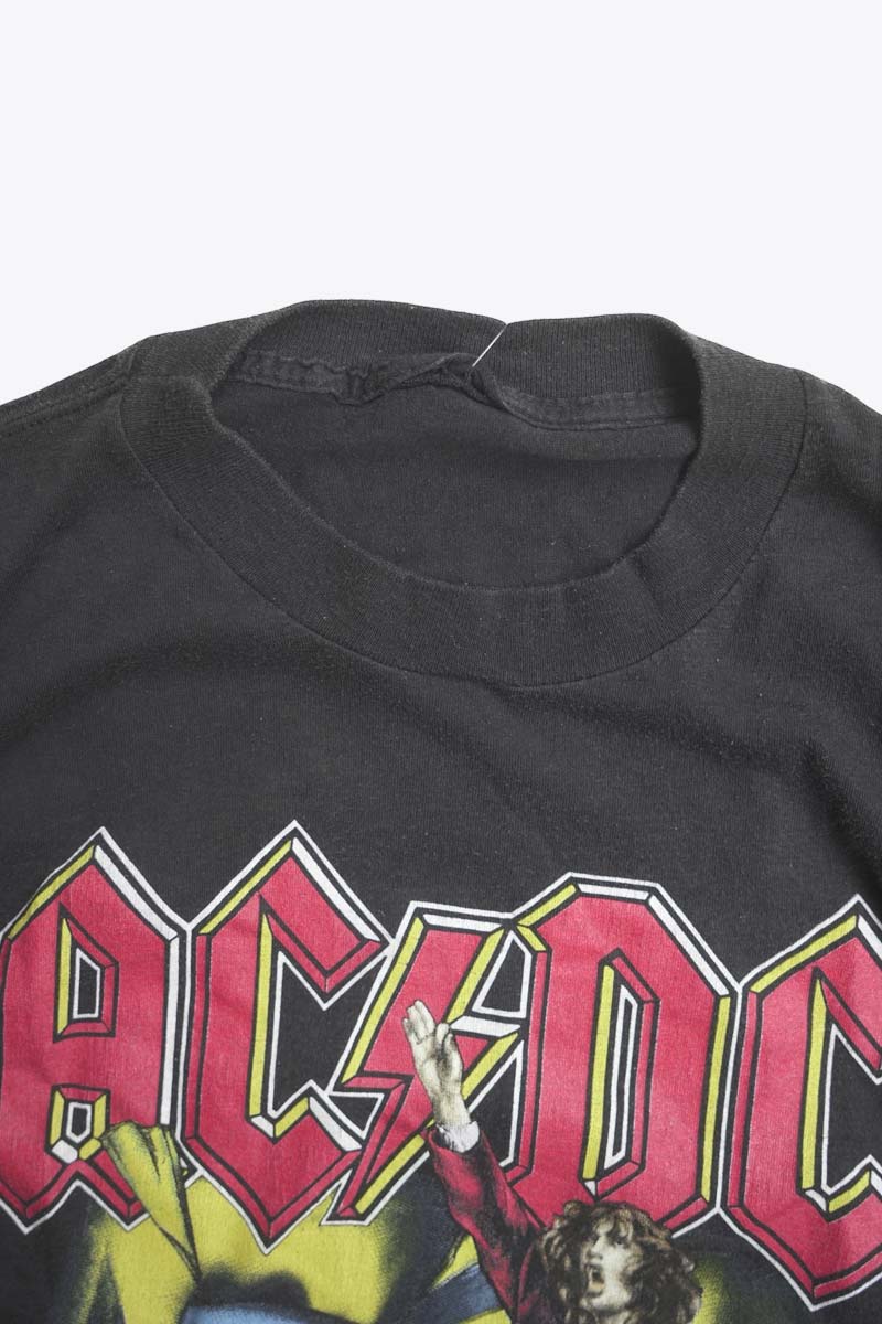 NO BRAND | MADE IN USA 88'S ACDC BLOW UP YOUR VIDEO TOUR SINGLE STITCH T-SHIRT / BLACK [USED]