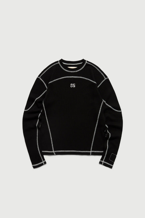 PANELED THERMAL LONG SLEEVE / BLACK