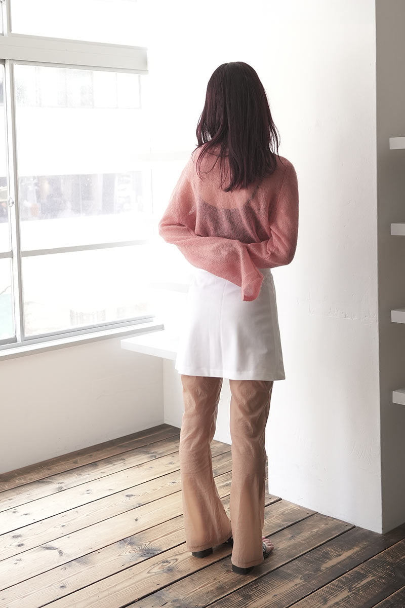 SKIN PU SEE-THROUGH PANTS / NUDE