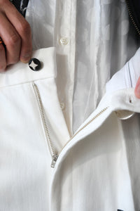 WIDE WAIST LOOP TROUSERS / WHITE WITH PAINTING