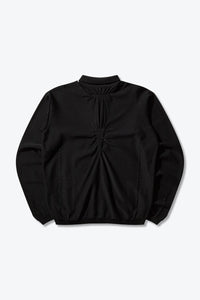 PINCHED WOOL KNIT POLO / BLACK