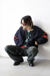 WOOL BOMBER JACKET / DARK BLUE/BLACK