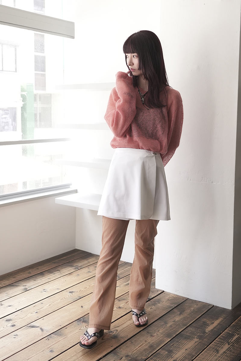 SKIN PU SEE-THROUGH PANTS / NUDE