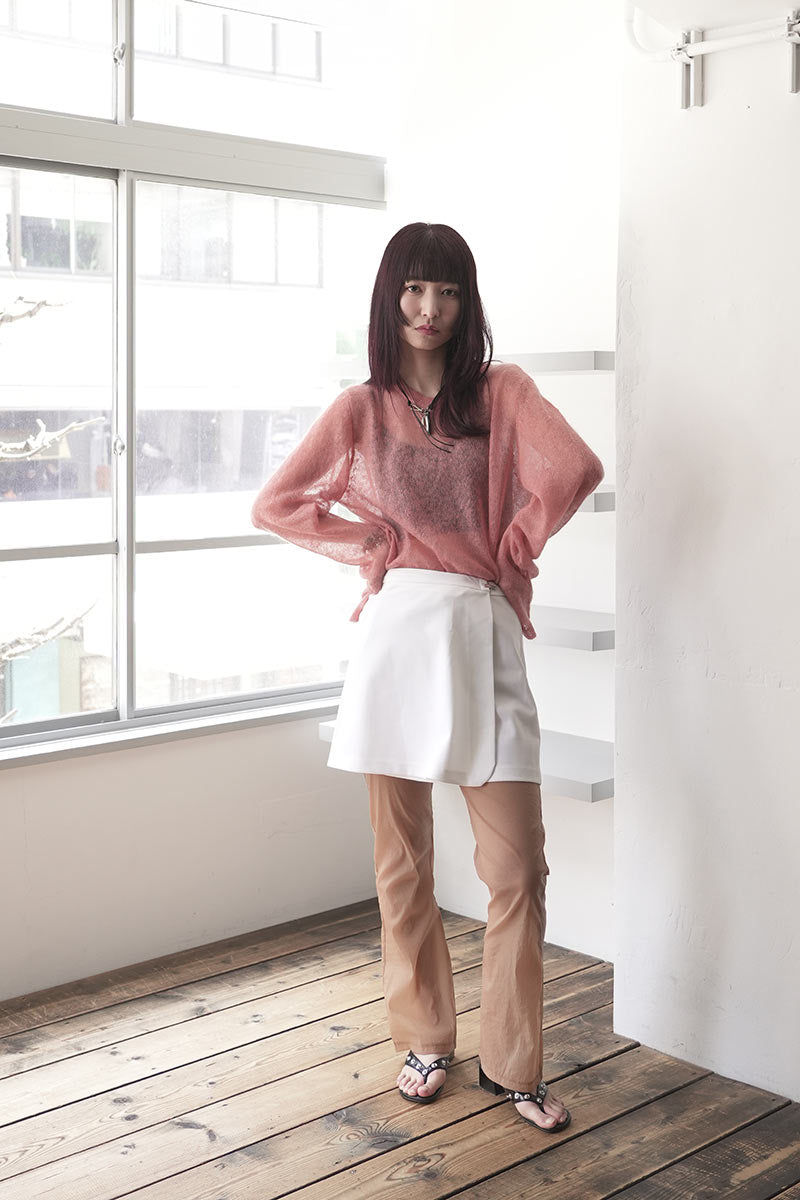 SKIN PU SEE-THROUGH PANTS / NUDE